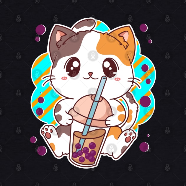 Kawaii Cat Bubble Boba Tea Manga Japanese by E